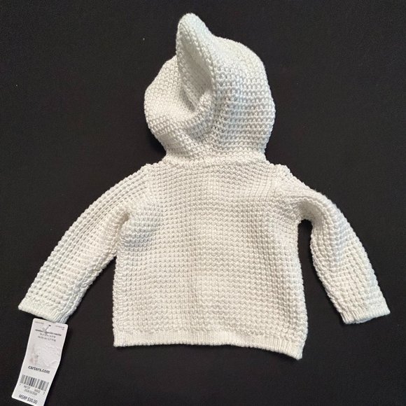 CARTERS NEWBORN KIDS' HOODIE TOP WITH EARS WHITE - Picture 2 of 5